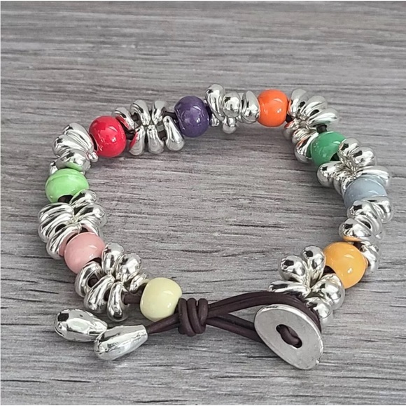 Bohemian Bracelect • DESTINY • Silver plated and multicolored glass beads - Picture 5 of 14